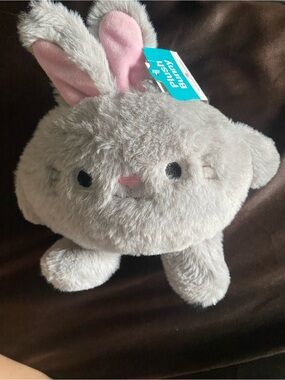 American Greetings Gray and Pink Plush Bunny